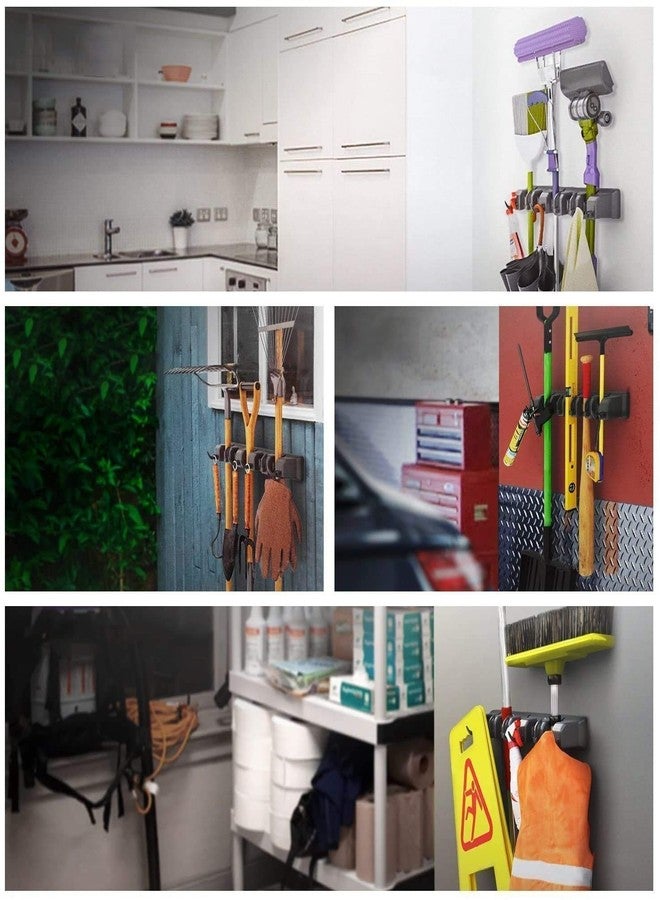 سنام نظام تخزين أدوات المرآب من سونام، بأربعة أوضاع للممسحة والمكنسة مع 6 خطافات، يتسع لما يصل إلى 11 أداة (رمادي، كبير، بلاستيكي). - Image 5